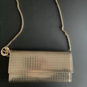 Christian Dior cannage wallet on chain gold bag